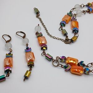 Colorful Beaded Necklace and Earring Set